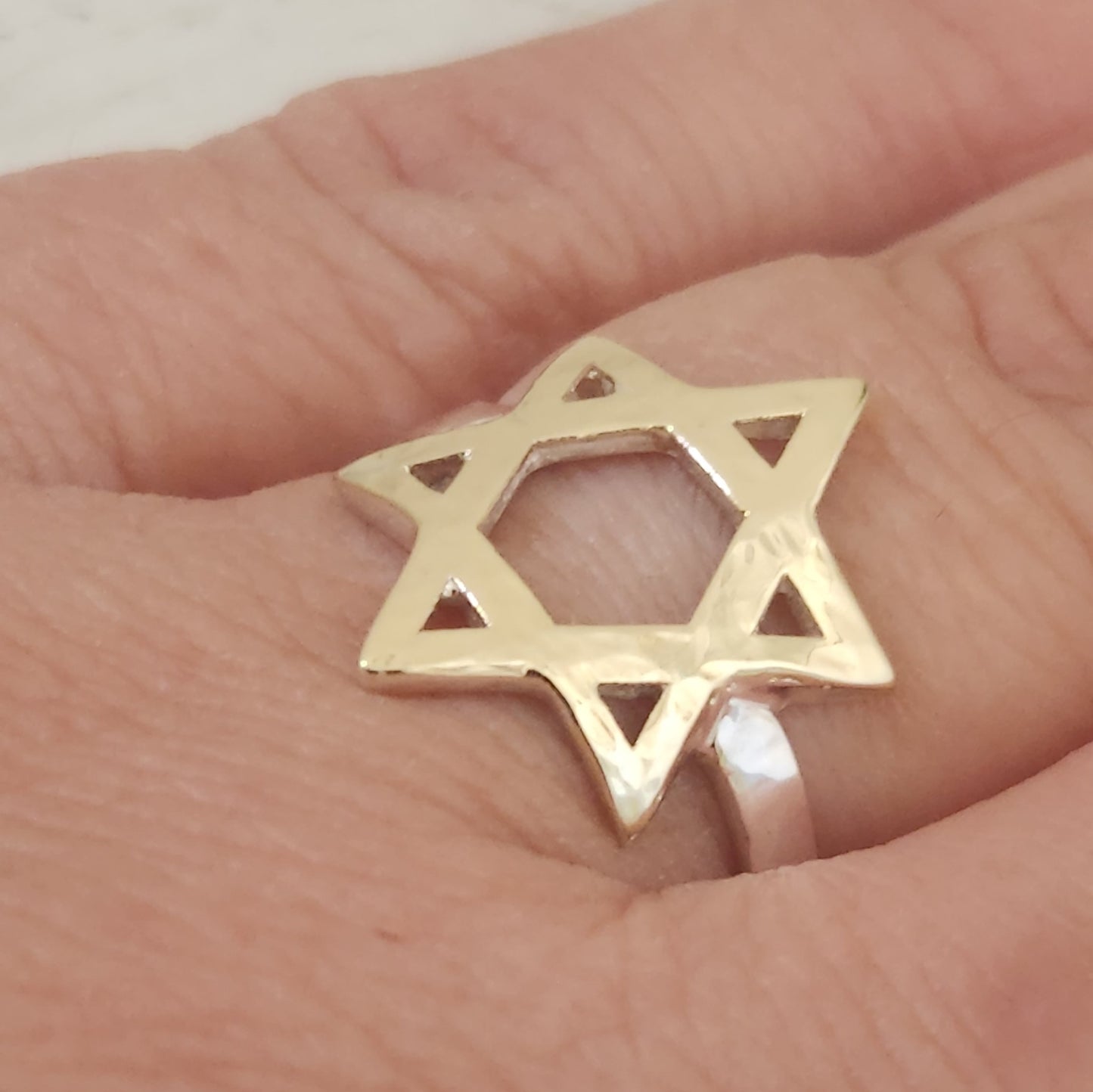 Two Tone Star of David Ring