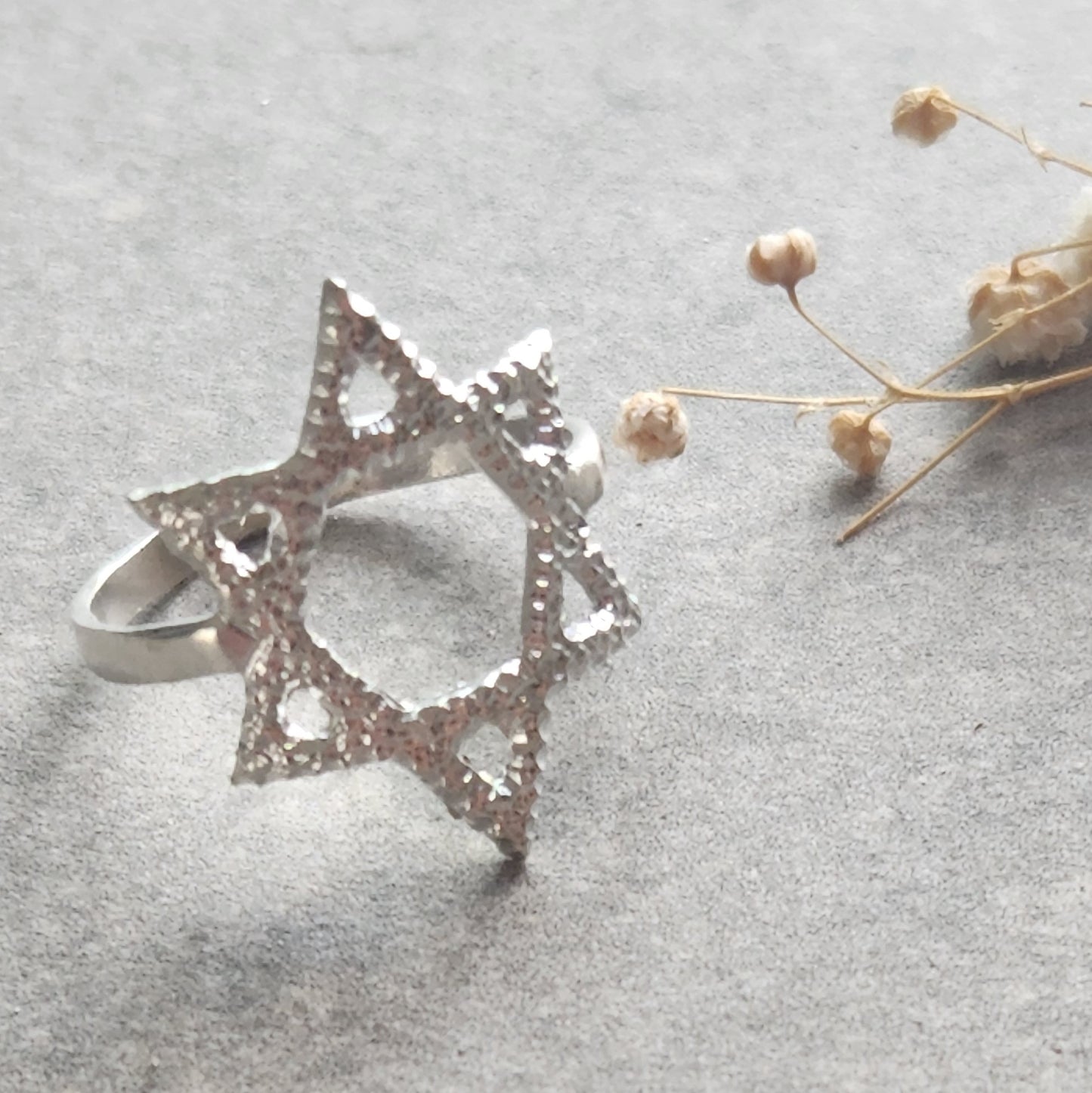 Sterling silver Magen David ring
