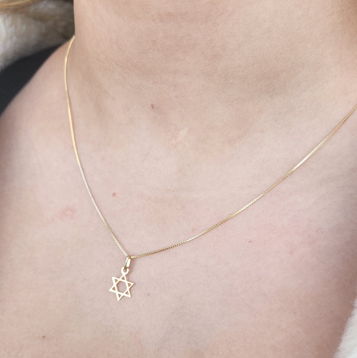 14k Solid Gold Star of David Necklace