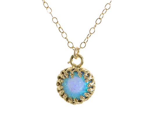 Gold Opal Necklace Blue Opal Pendant 14K gold Filled Chain