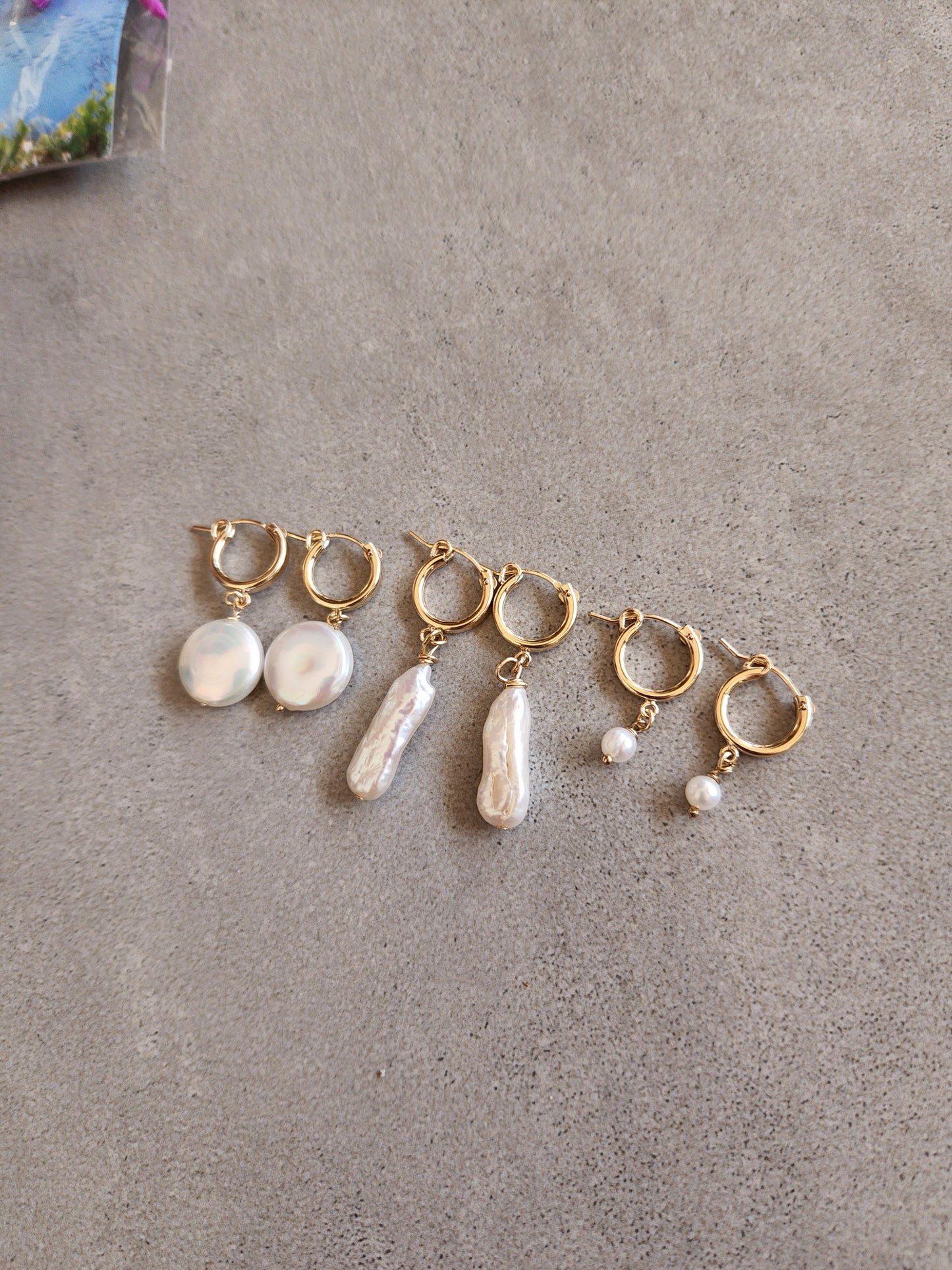Pearl Hoop Earrings Set