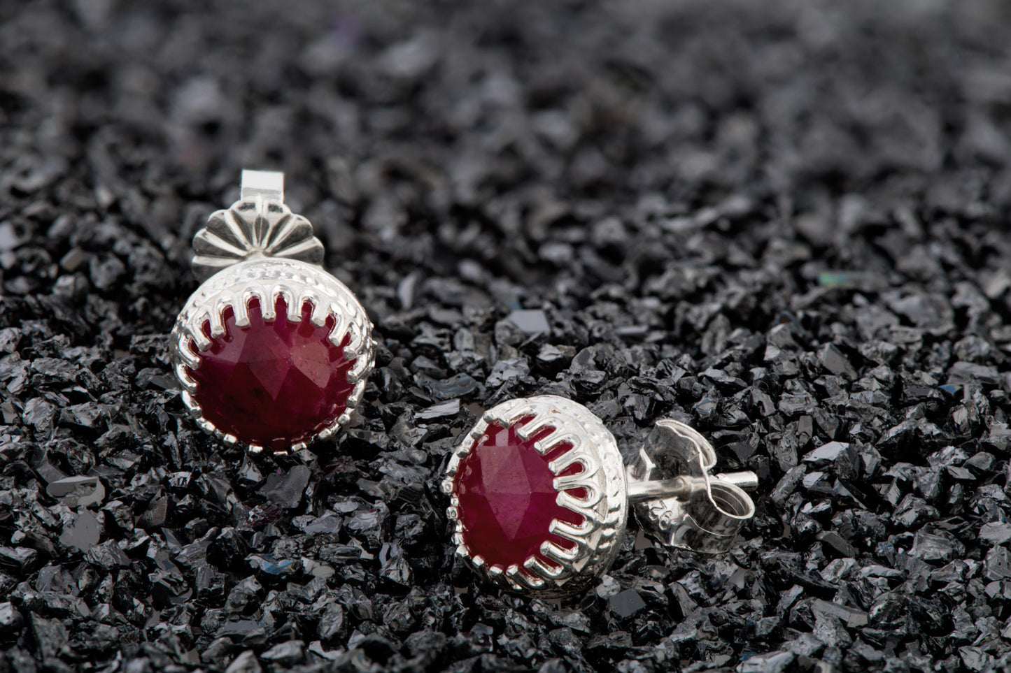 Sterling Silver Ruby Stud Earrings July birthstone Natural 6mm Red stone studs for women jewelry