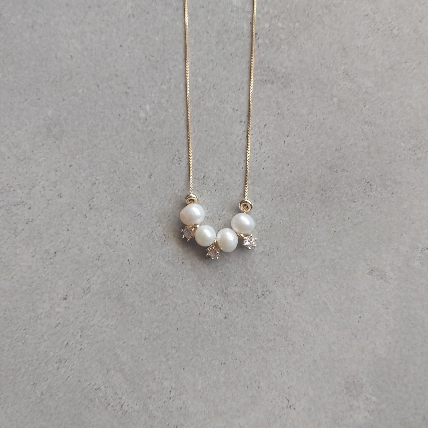 Delicate CZ and Pearl Necklace