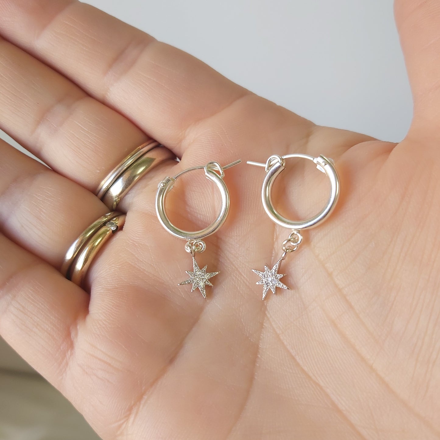North Star Sterling Silver Hoop Earrings