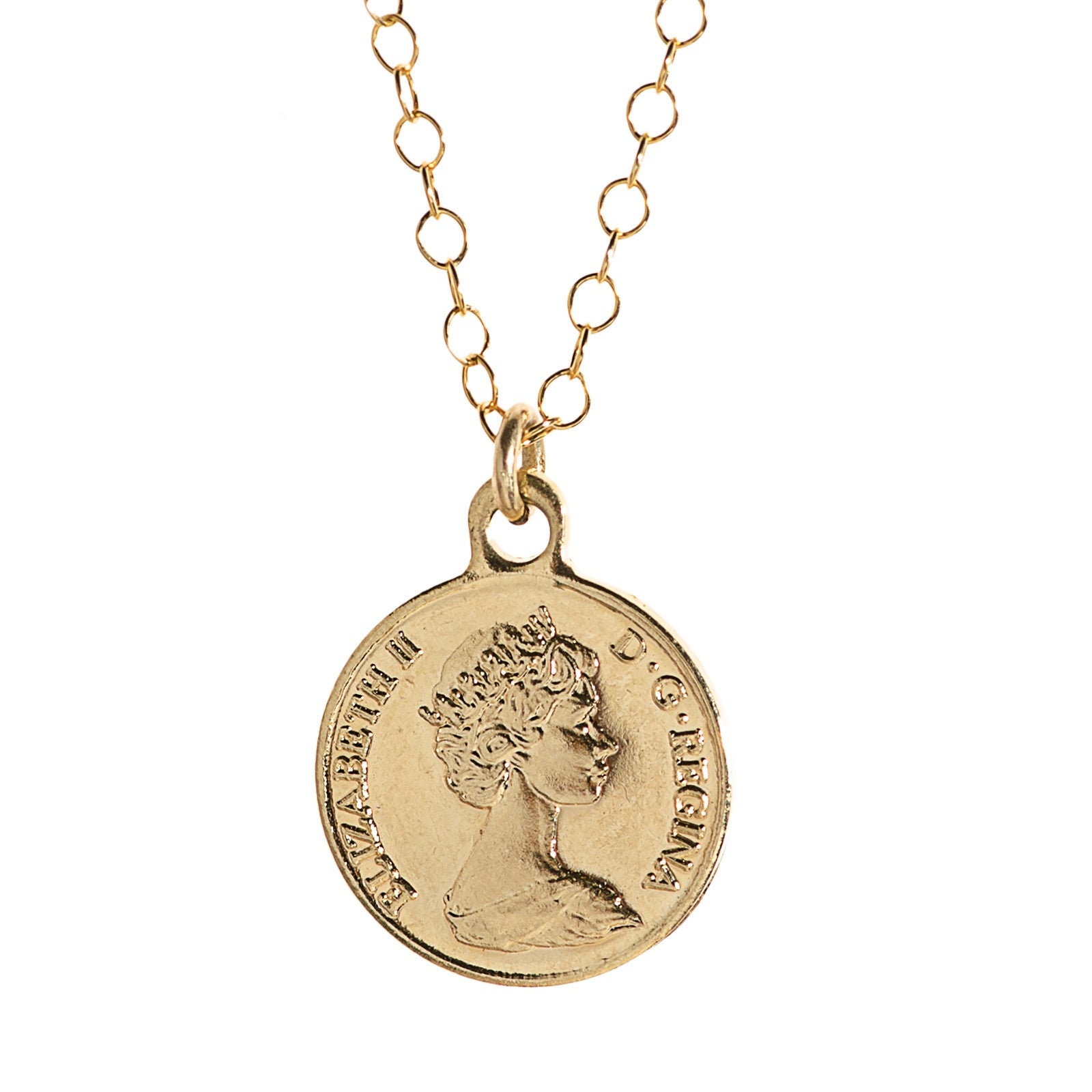 Gold Vintage Coin Pendant Jewelry 14k Gold Filled Chain