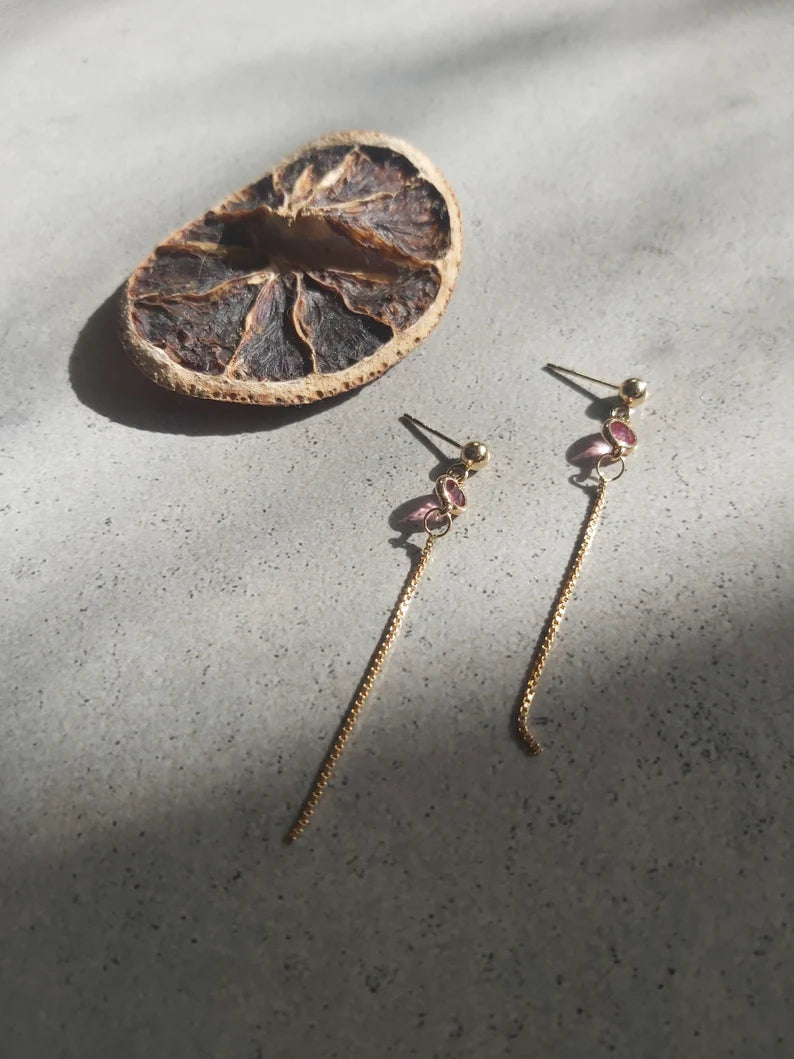 Dainty Red Crystal Earrings