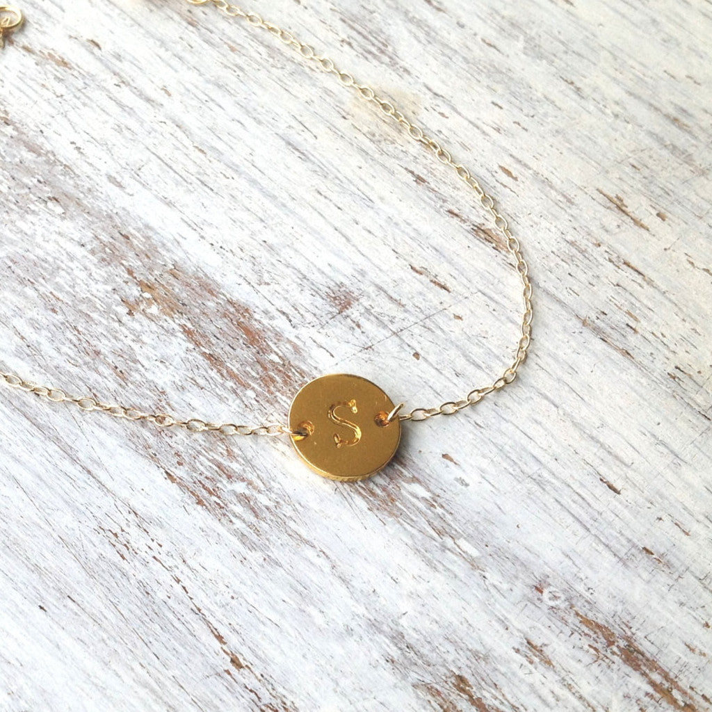 Gold initial bracelet