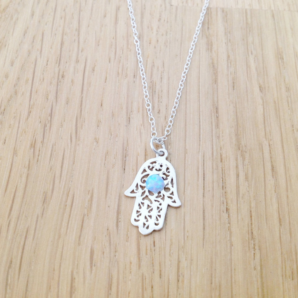 opal hamsa necklace