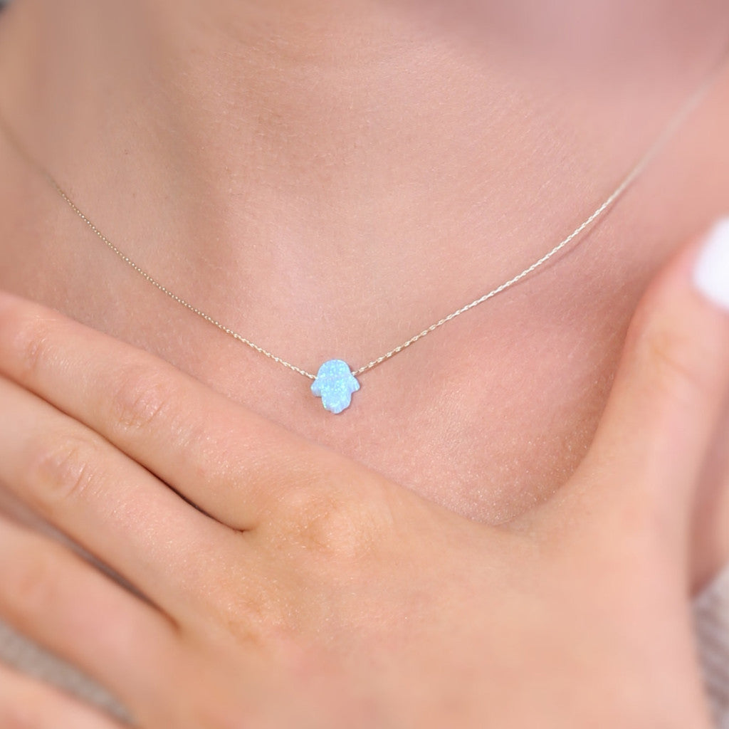 opal hamsa necklace