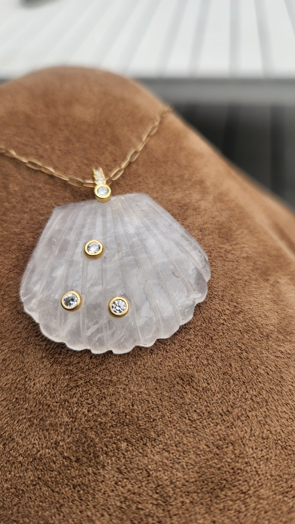 Crystal Quartz Shell Pendant Necklace