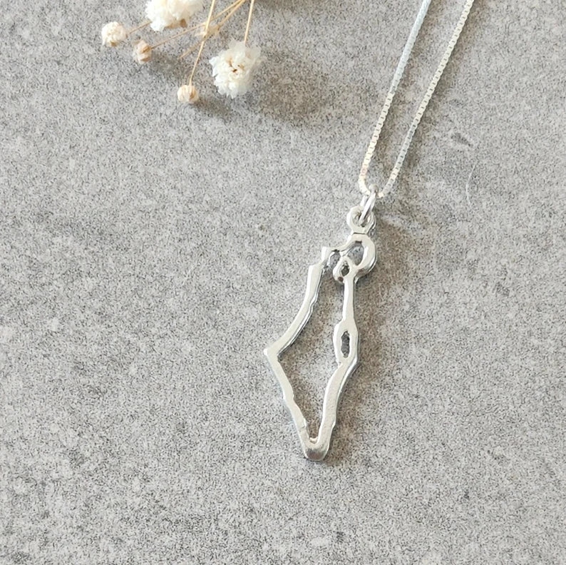 Map of Israel Necklace, Gold Israel Necklace, Holy land Pendant necklace,Israel Map Jewelry, Judaica Necklace,Jewish Jewelry