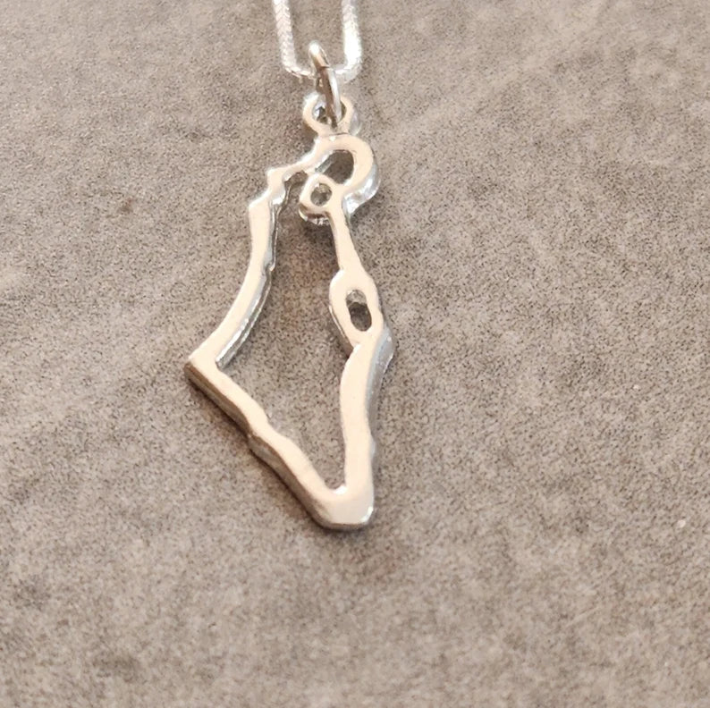Map of Israel Necklace, Gold Israel Necklace, Holy land Pendant necklace,Israel Map Jewelry, Judaica Necklace,Jewish Jewelry