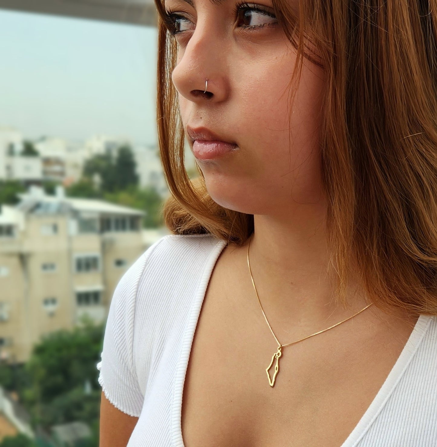 Map of Israel Necklace, Gold Israel Necklace, Holy land Pendant necklace,Israel Map Jewelry, Judaica Necklace,Jewish Jewelry