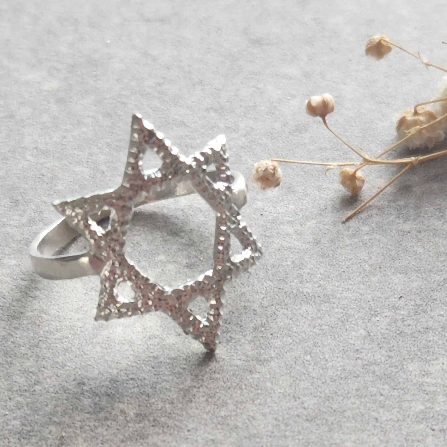 Sterling silver Magen David ring