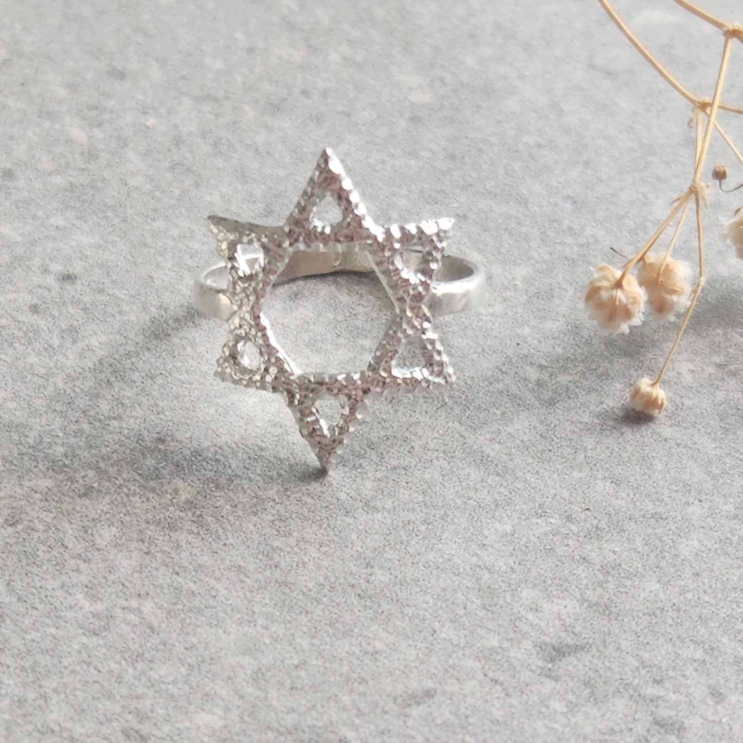 Sterling silver Magen David ring