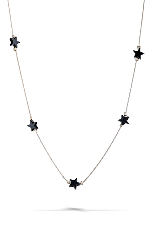 Black Hematite Star Bead Sterling Silver Gemstone Necklace