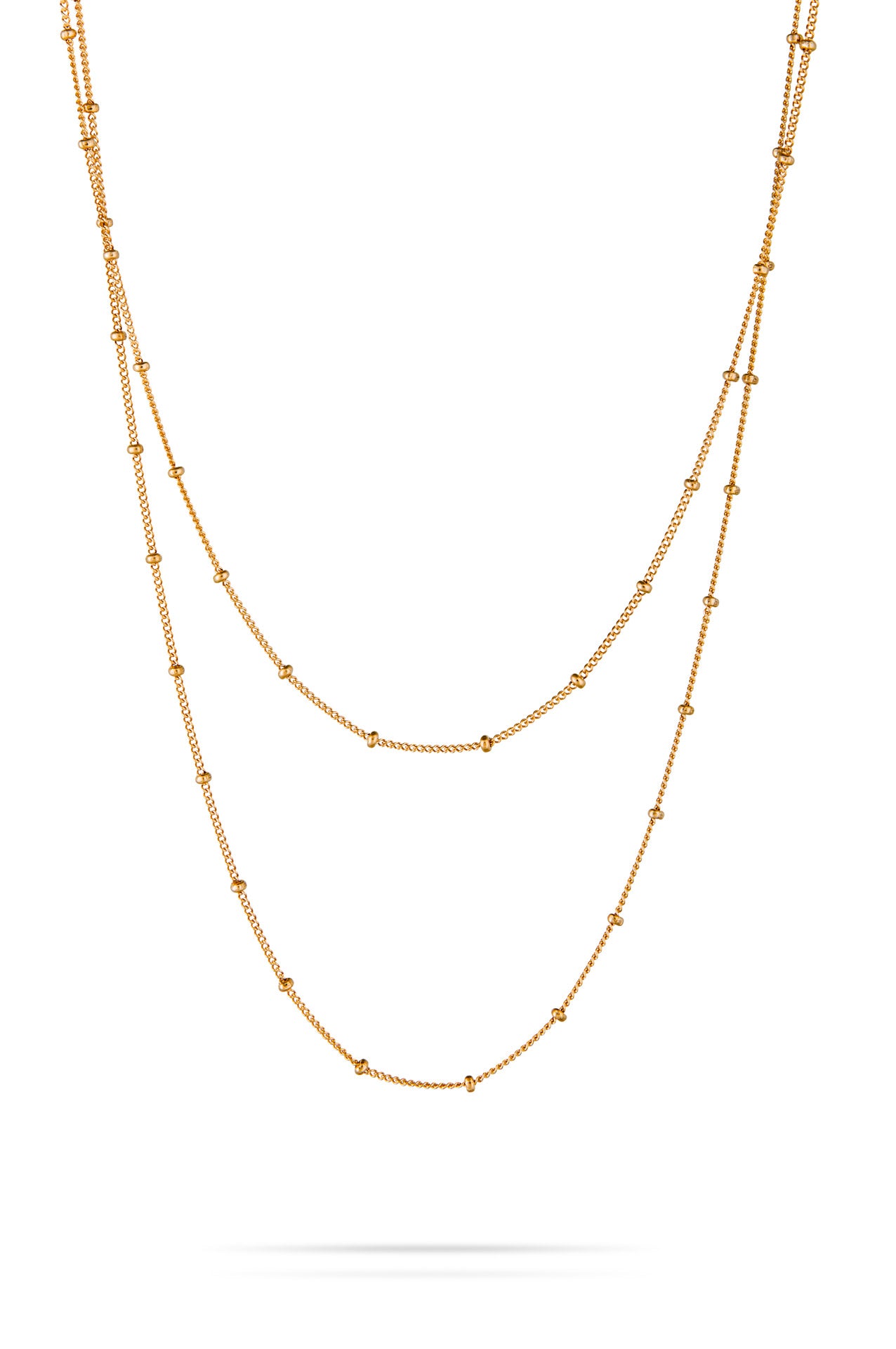 Dainty Double Chain Layered Necklace Women Choker Satellite Handmade Gold Jewelry 16"+extension