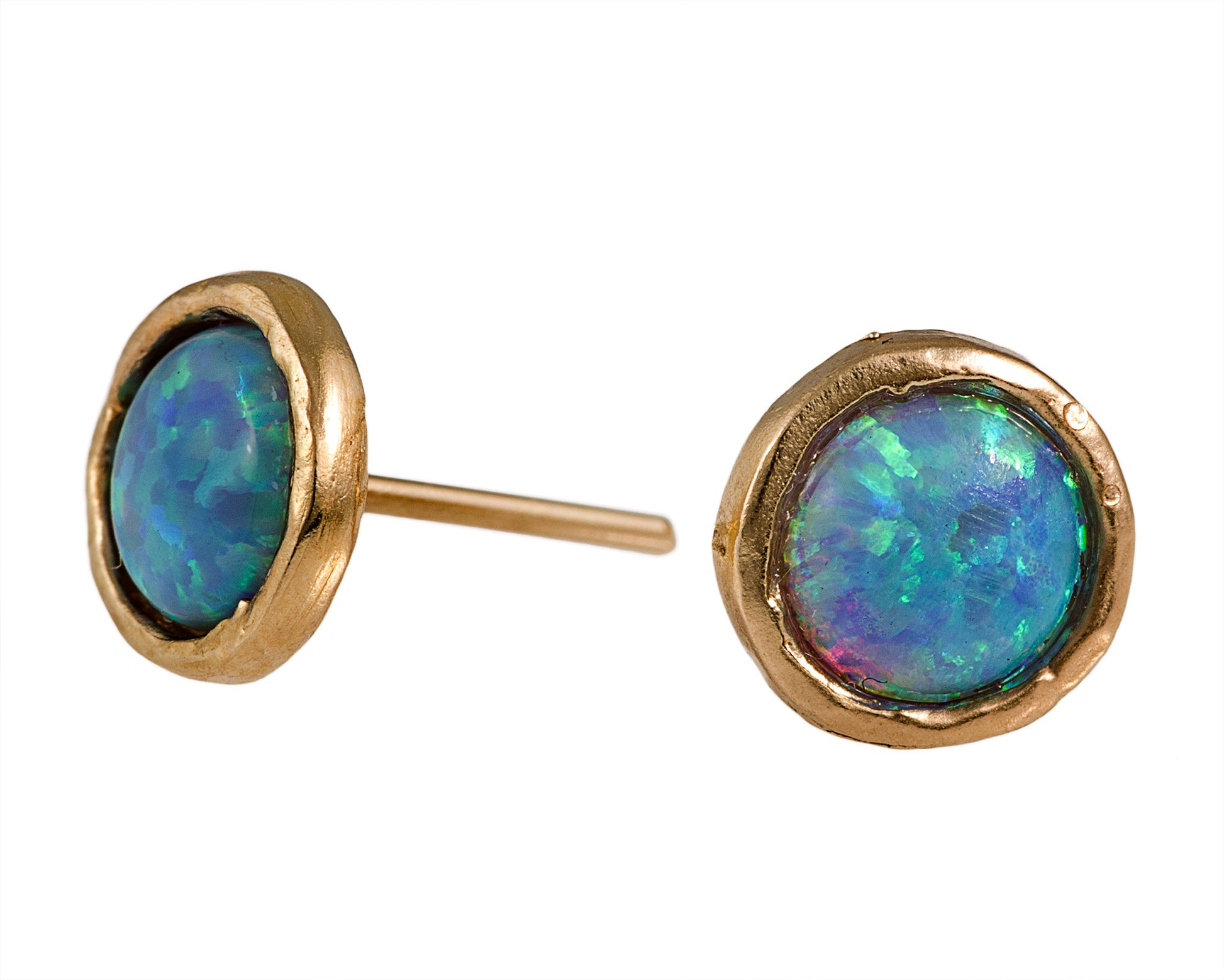 Blue opal 14K gold filled earrings, stud earrings – Avnis