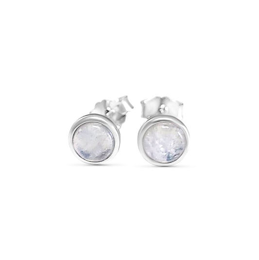 Sterling Silver Tiny Moonstone Earrings