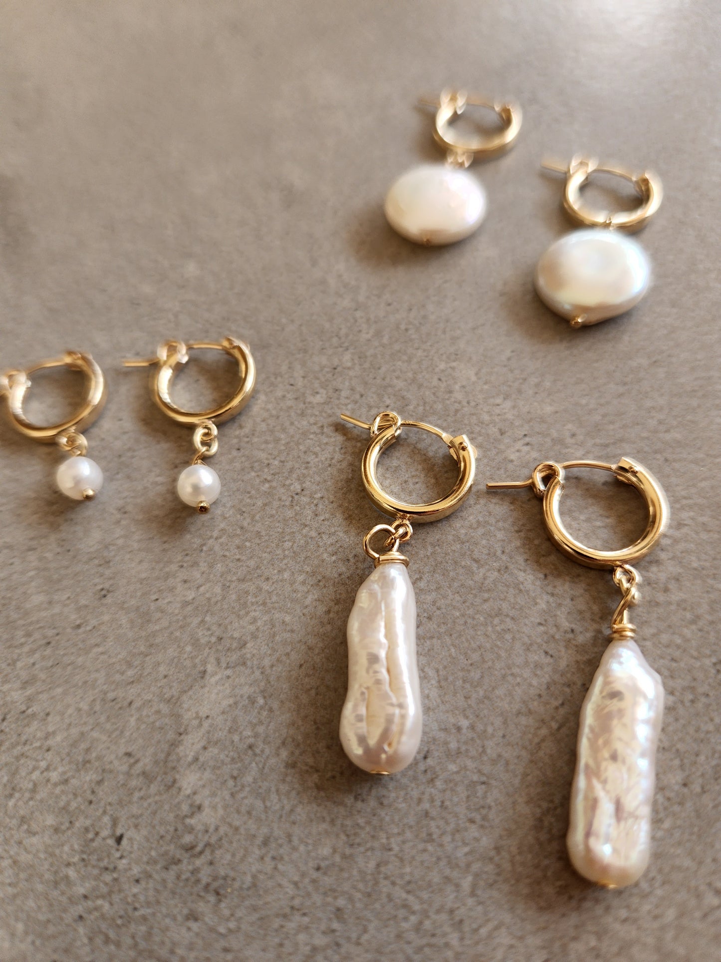 Pearl Hoop Earrings Set