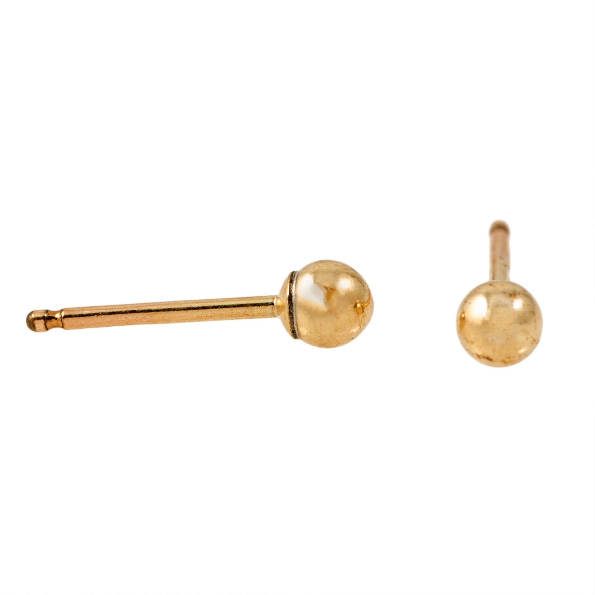 Triple Dot Bar Stud Earring- 14K Gold