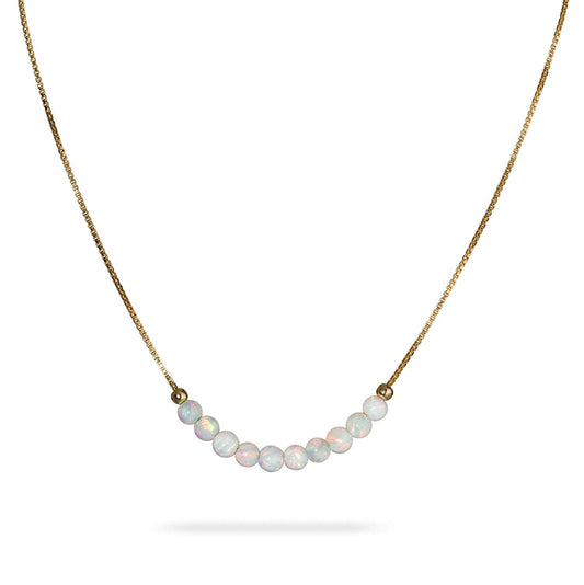 White Opal Beaded Necklace