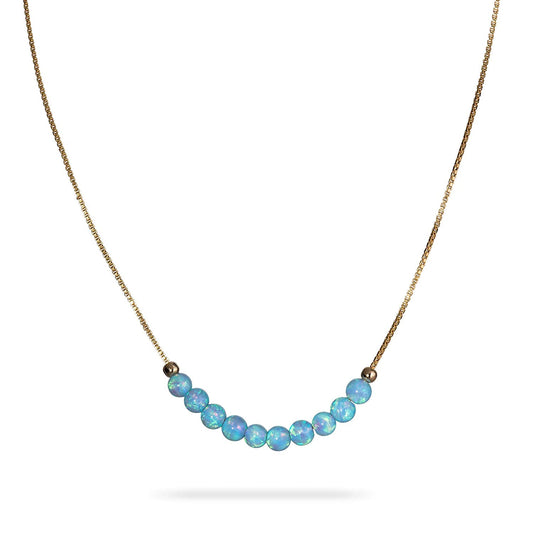 Blue Opal Bead Necklace