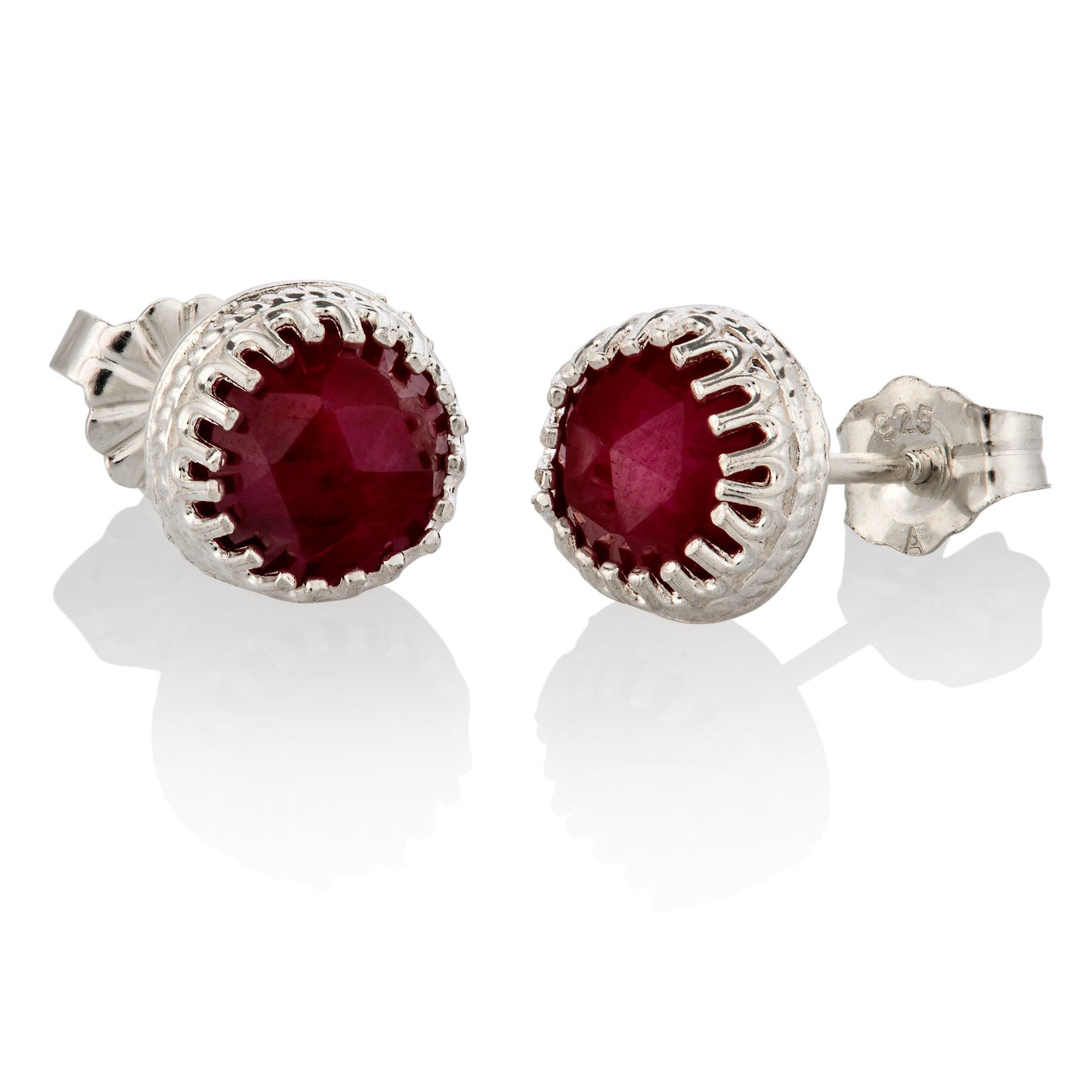 Sterling Silver Ruby Stud Earrings July birthstone Natural 6mm Red stone studs for women jewelry