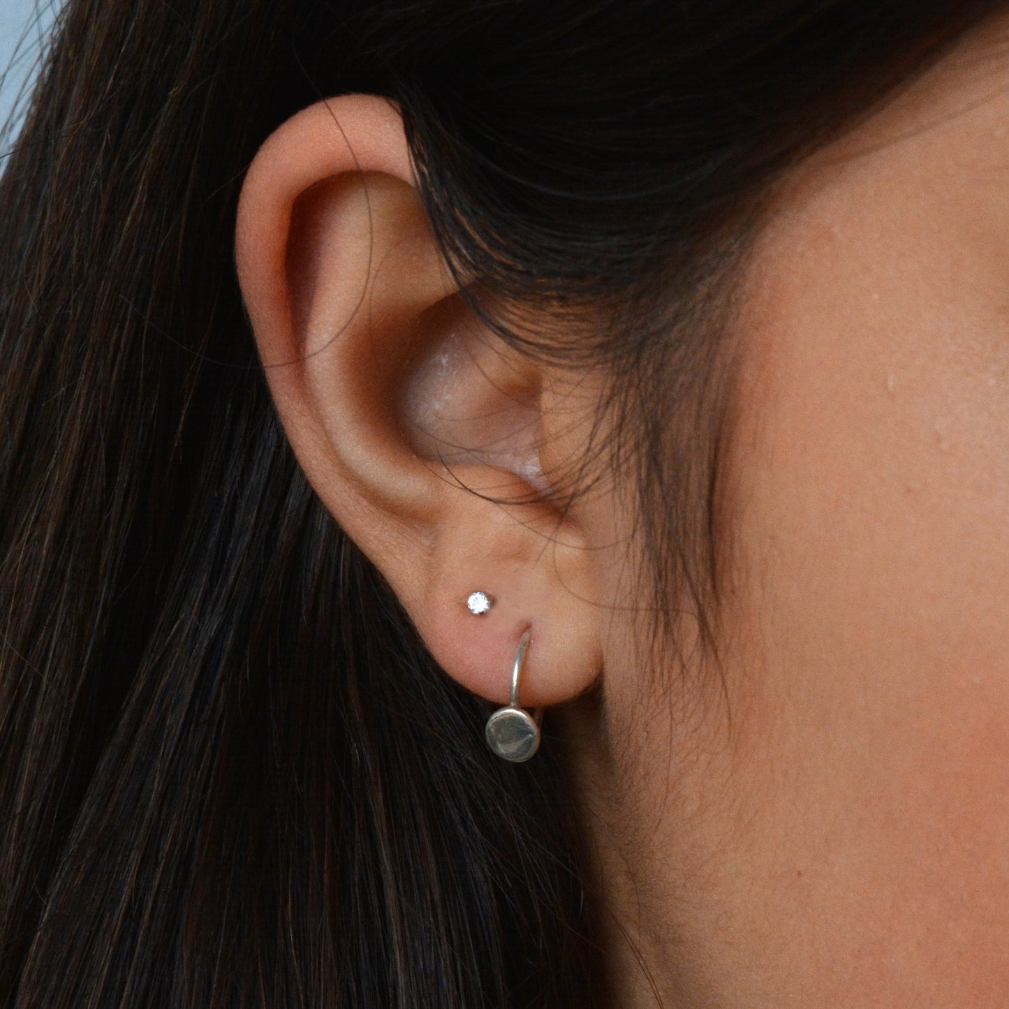 Huggie Hoop Earring Tiny Circle Open Hugging Hoops Threader Earrings in Sterling Silver Mini Hug Earrings