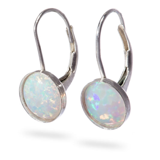 white opal earrings