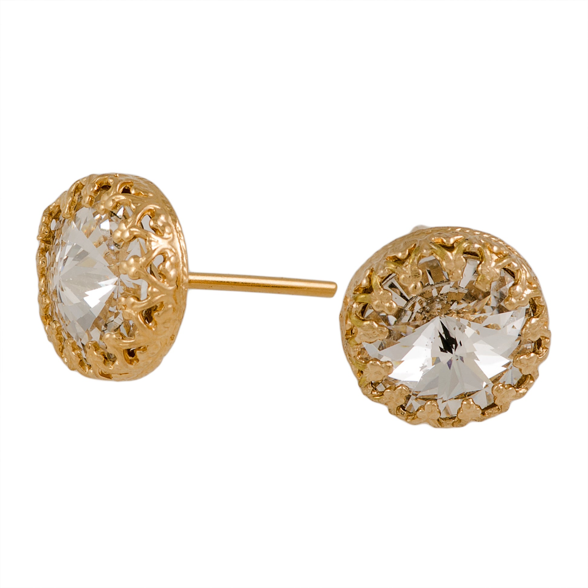 Swarovski Crystal Clear Stud Earrings, Gold Earrings