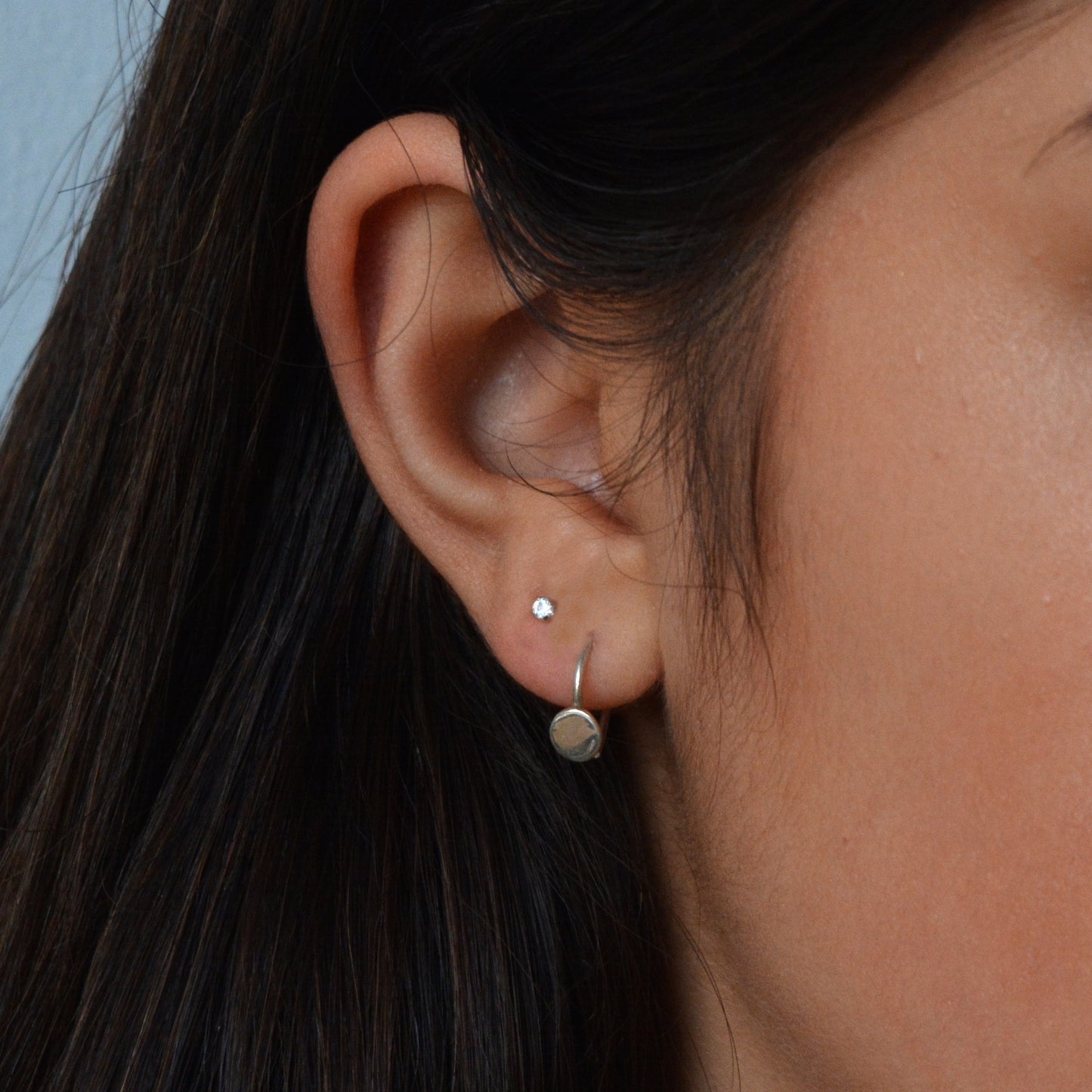 Huggie Hoop Earring Tiny Circle Open Hugging Hoops Threader Earrings in Sterling Silver Mini Hug Earrings