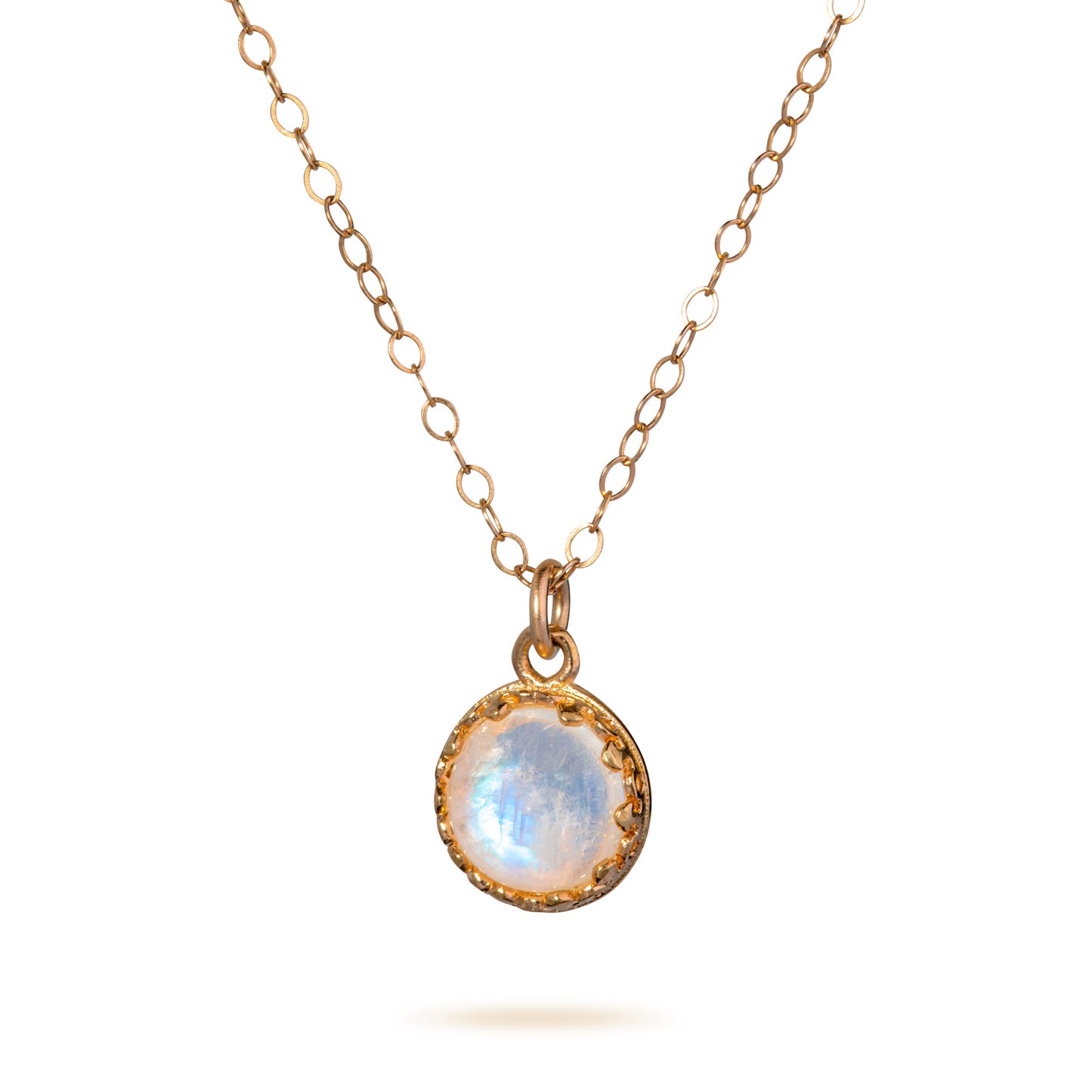 Moonstone Pendant Necklace Rose Gold Filled 8 mm June Birthstone Necklace