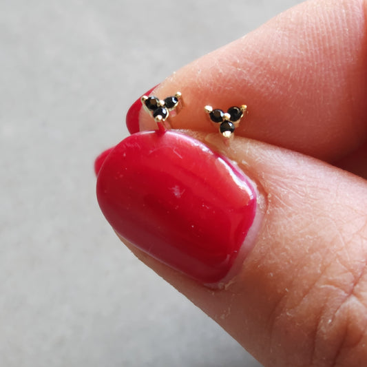 Tiny Black CZ Stud Earings