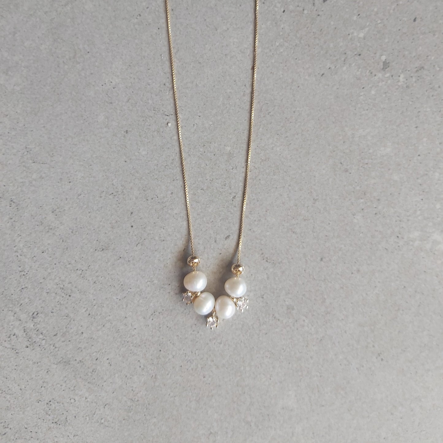 Delicate CZ and Pearl Necklace