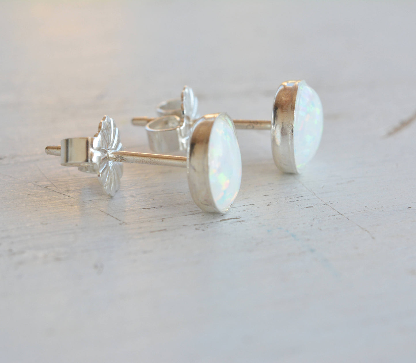 white opal earrings