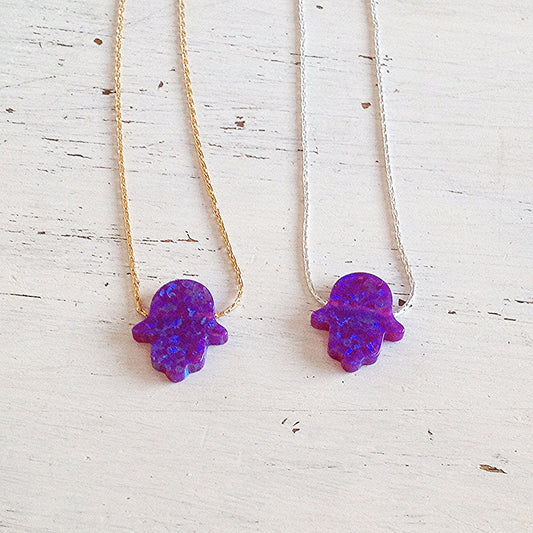 Purple Opal Hamsa Necklace