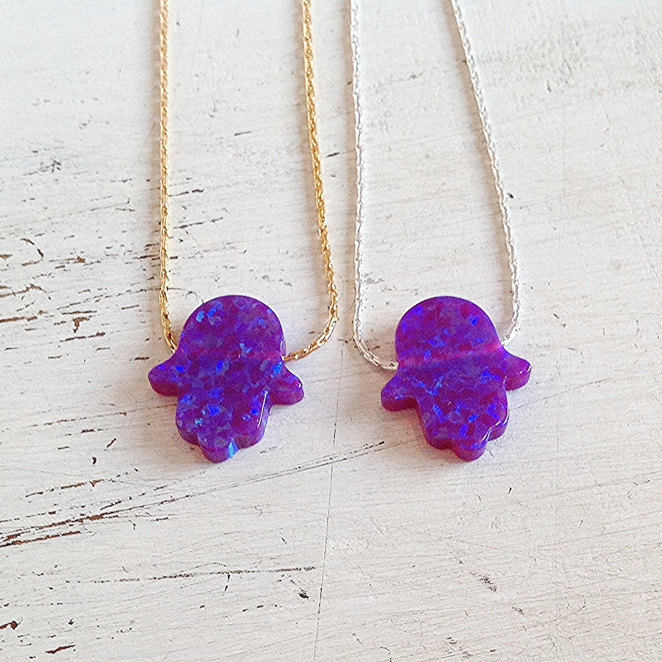 Purple Opal Hamsa Necklace