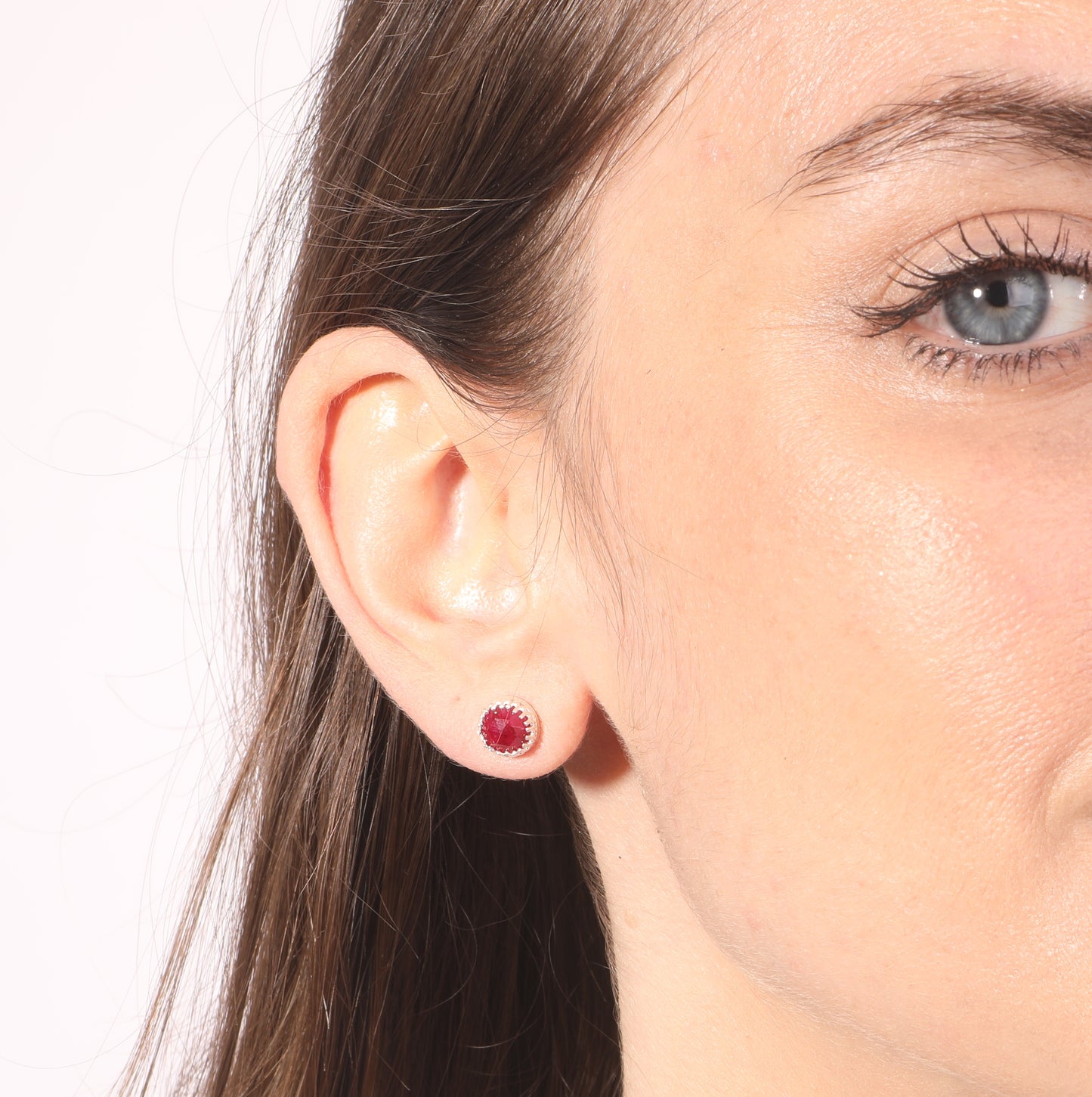 Sterling Silver Ruby Stud Earrings July birthstone Natural 6mm Red stone studs for women jewelry