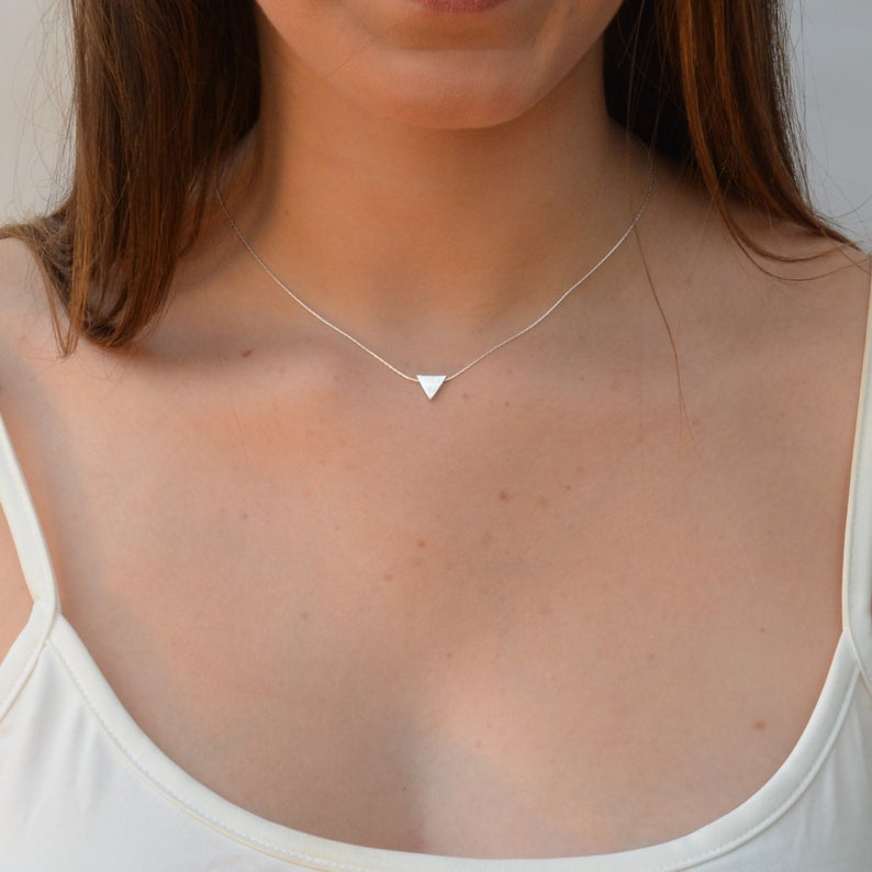 Triangle Pendant Chain Necklace Sterling Silver