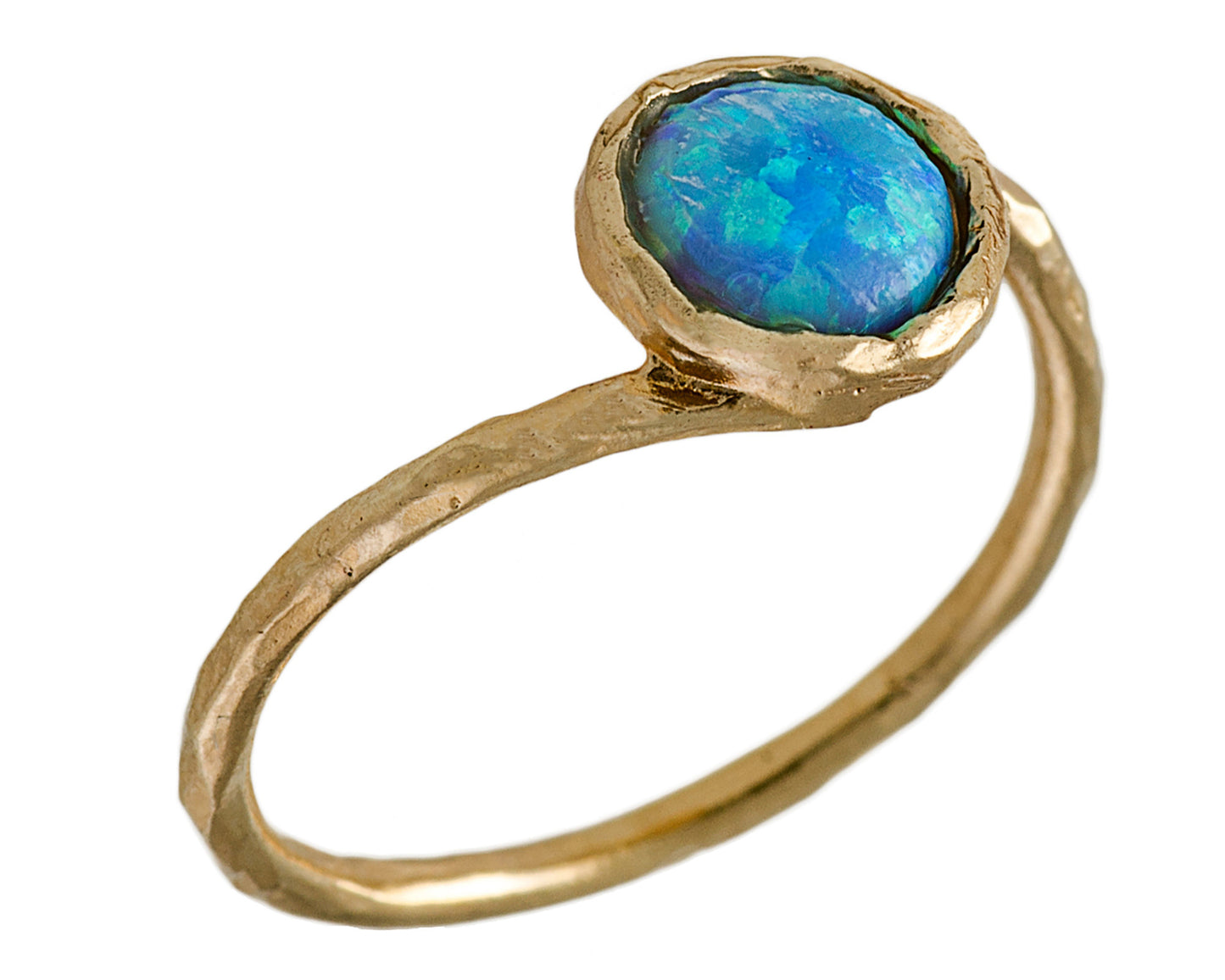 Blue gold opal ring