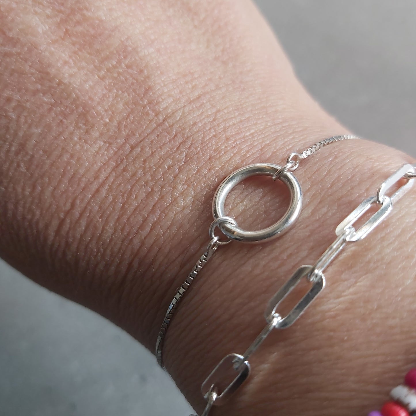Sterling Silver Circle Adjustable Bracelet