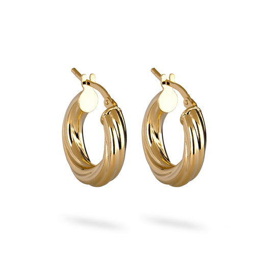 Tiny Twisted Gold Hoop Earrings