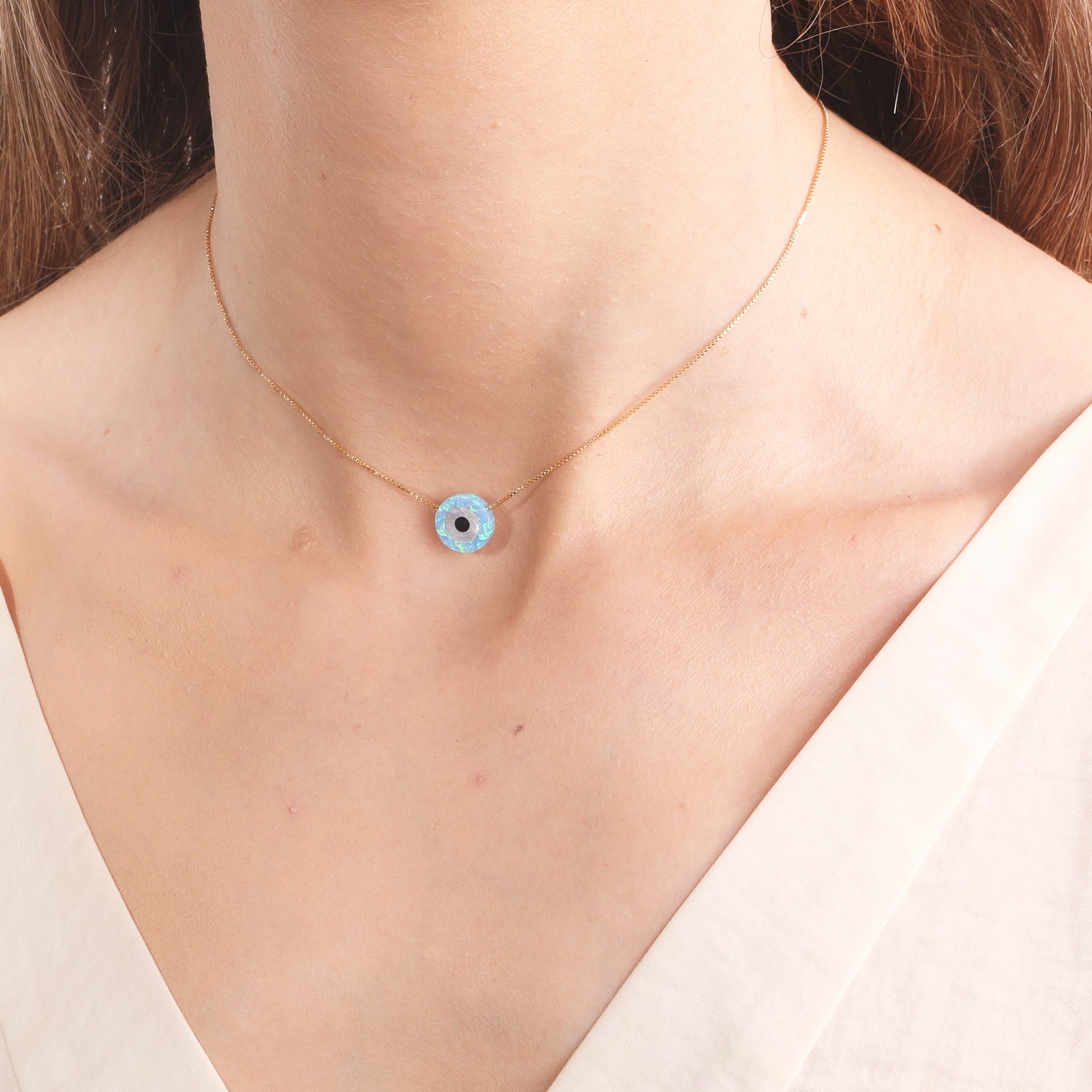 opal evil eye necklace