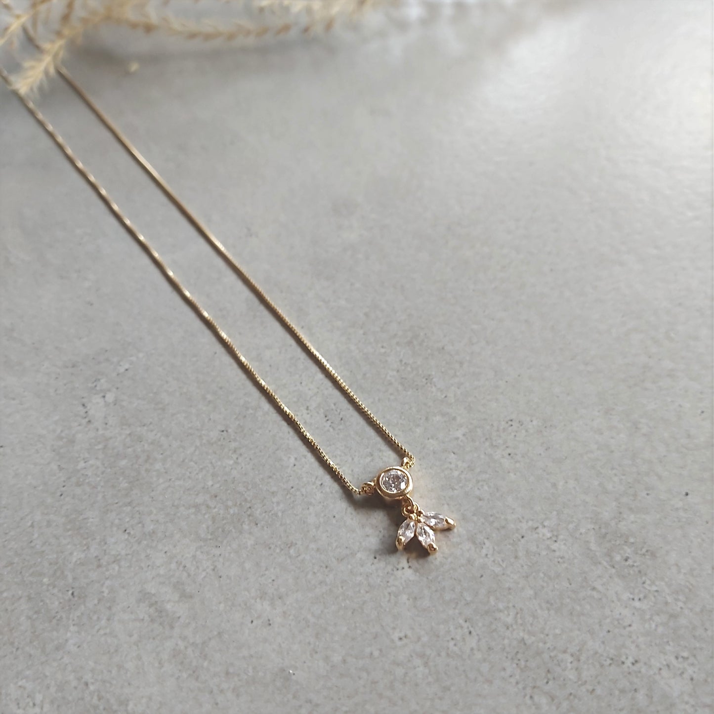 Dainty Solitaire Marquise Diamond Necklace