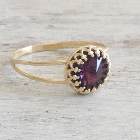 Gold Purple Amethyst Ring