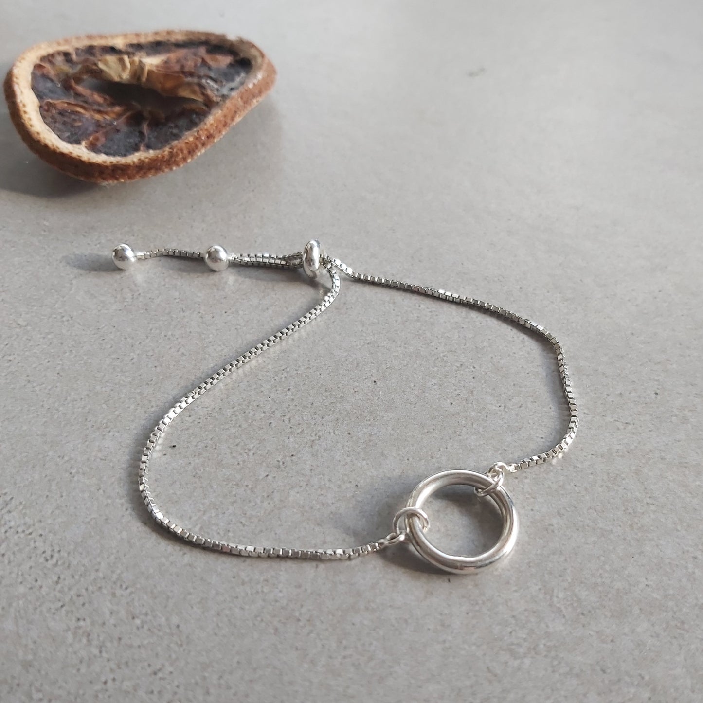 Sterling Silver Circle Adjustable Bracelet