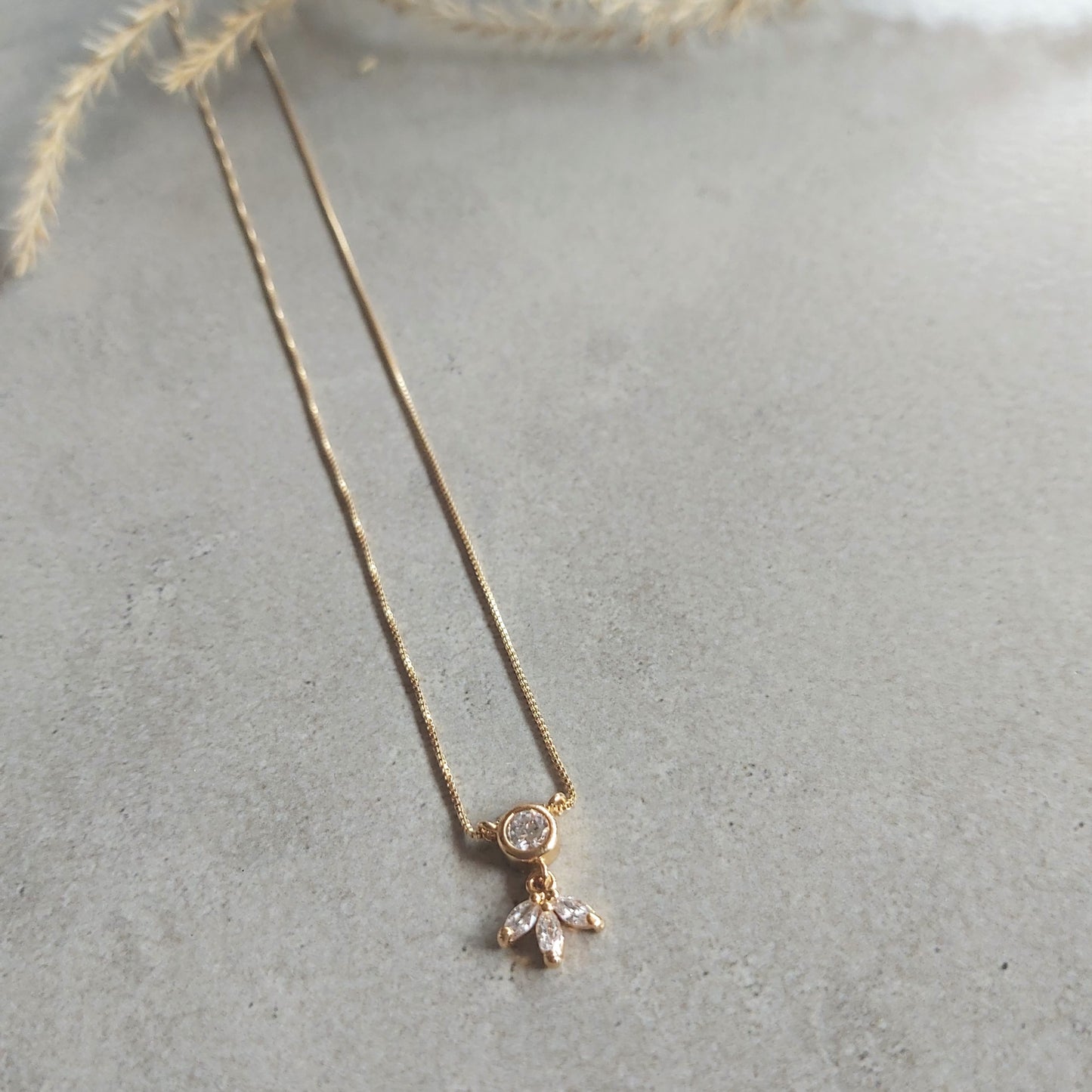 Dainty Solitaire Marquise Diamond Necklace