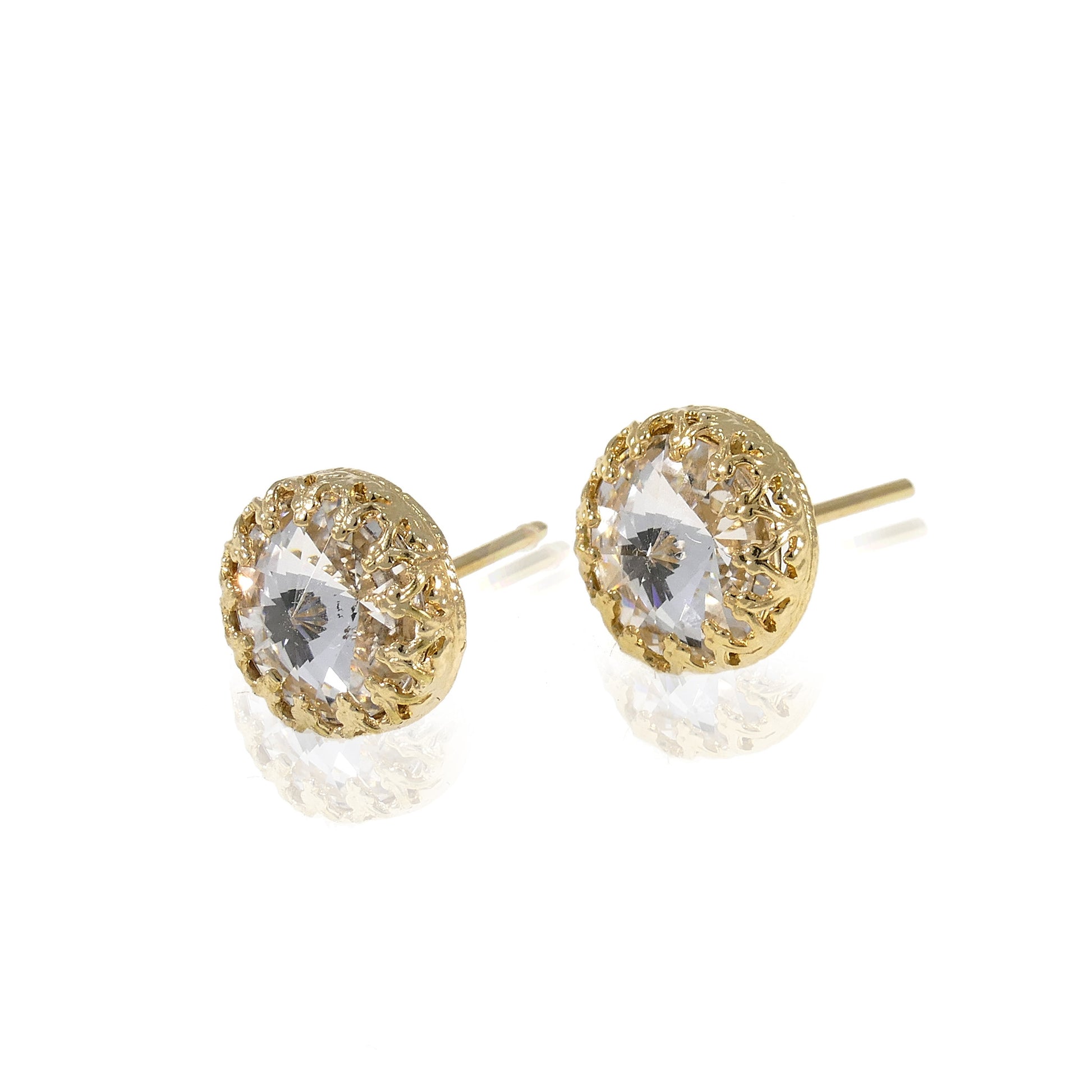 Swarovski Crystal Clear Stud Earrings, Gold Earrings