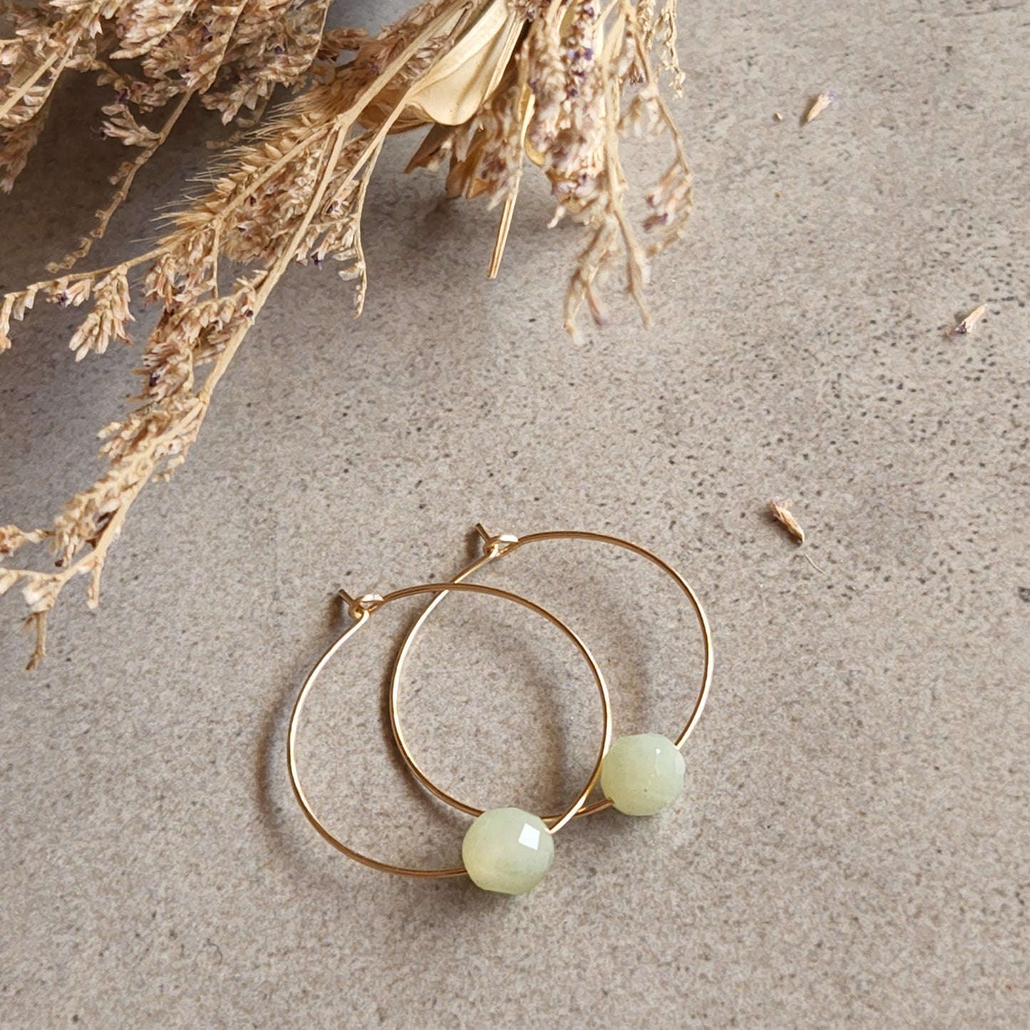 Green Jade Hoop Earrings